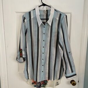 Striped Linen Button-Up Shirt with Amazing Detail!
